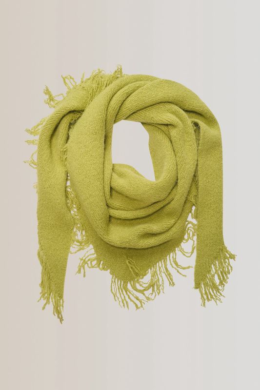 Expresso Shawl woven triangle with fringes lemon