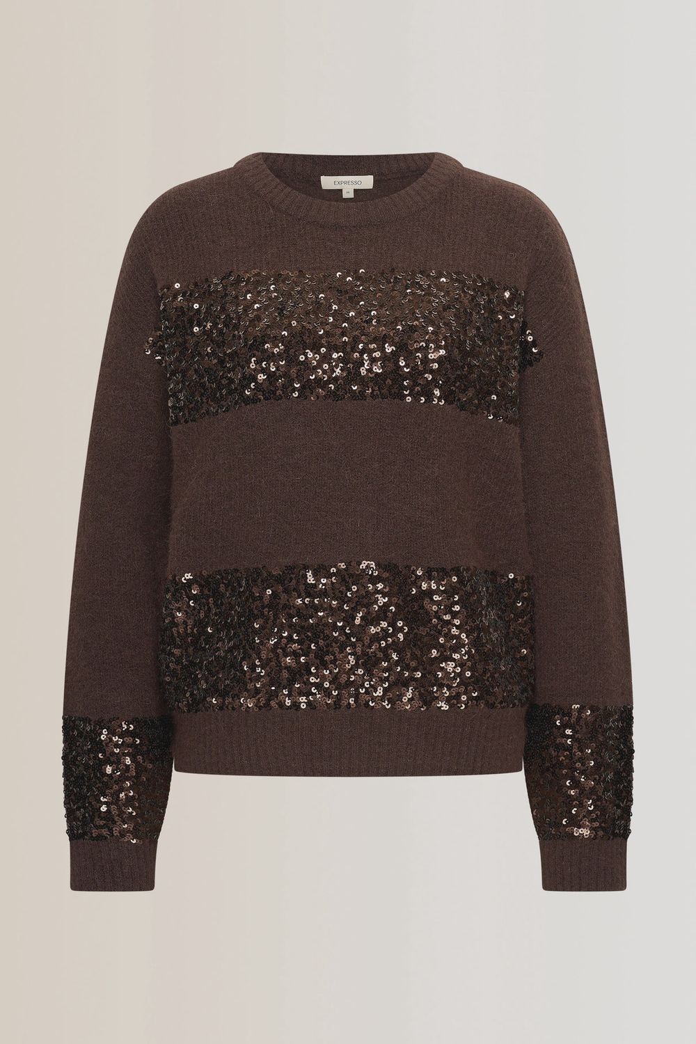 Expresso Trui met pailletten bruin