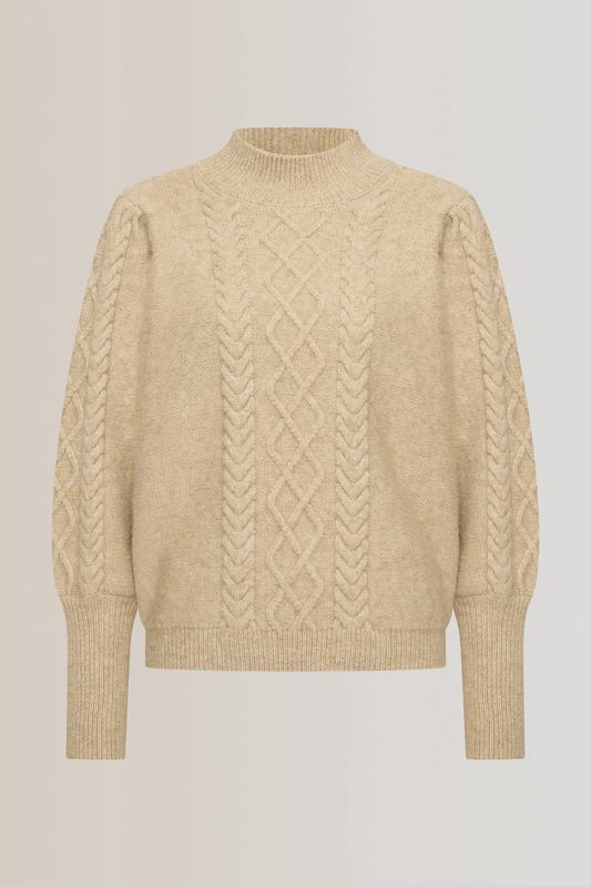 Expresso Kabeltrui met ballonmouwen zand