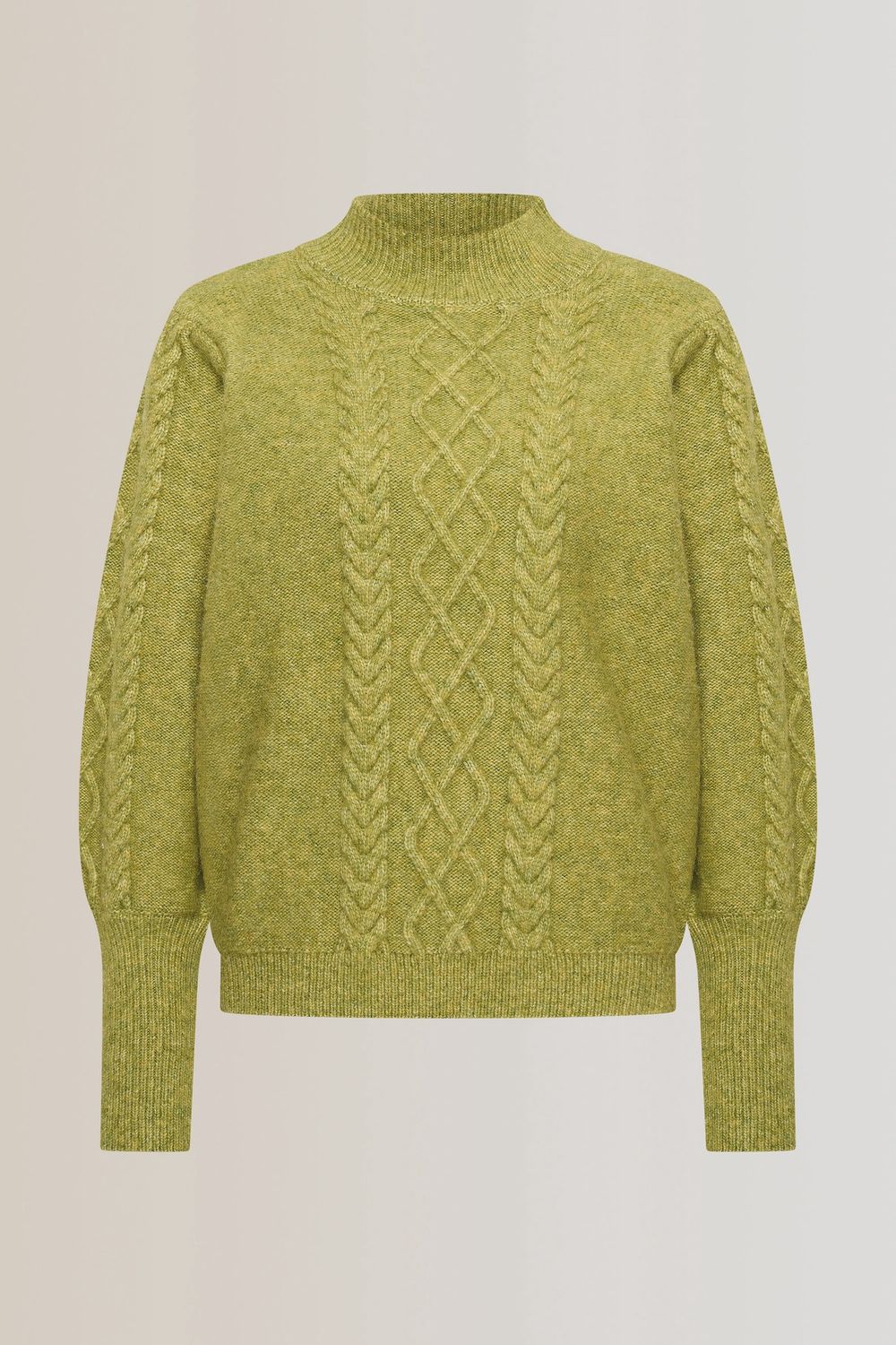 Expresso Kabeltrui met ballonmouwen groen