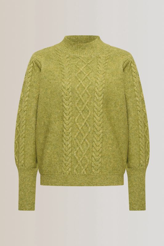 Expresso Kabeltrui met ballonmouwen groen