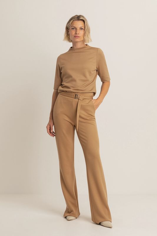 Expresso pantalon jersey high waist twill camel