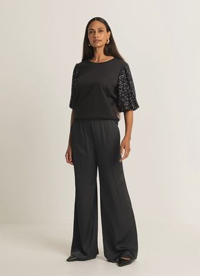 Expresso top met pailletten zwart