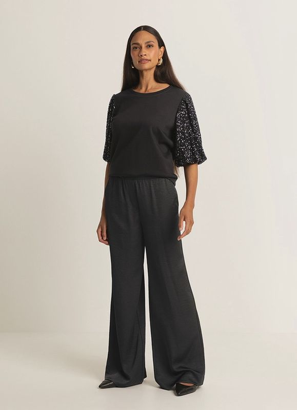 Expresso top met pailletten zwart
