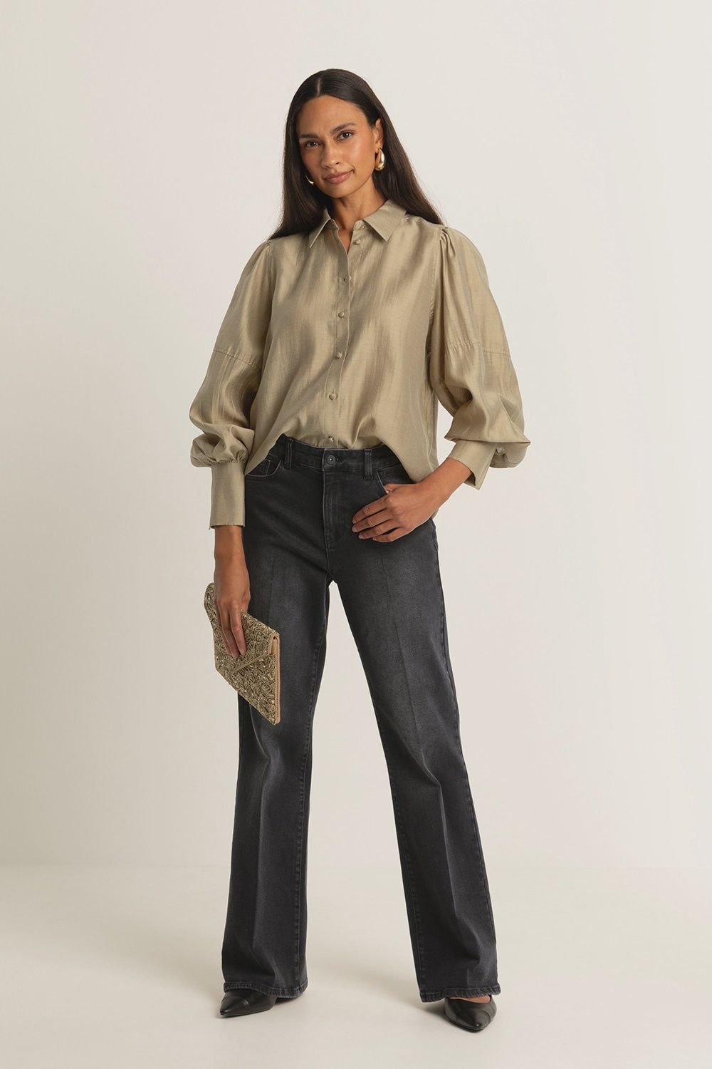 Expresso  jeans flared  TOKYO high waist dark grey