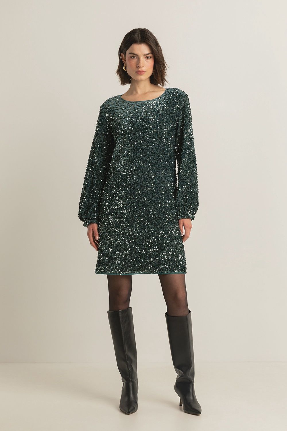 Expresso jurk met pailletten groen