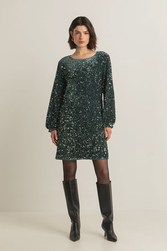Expresso jurk met pailletten groen