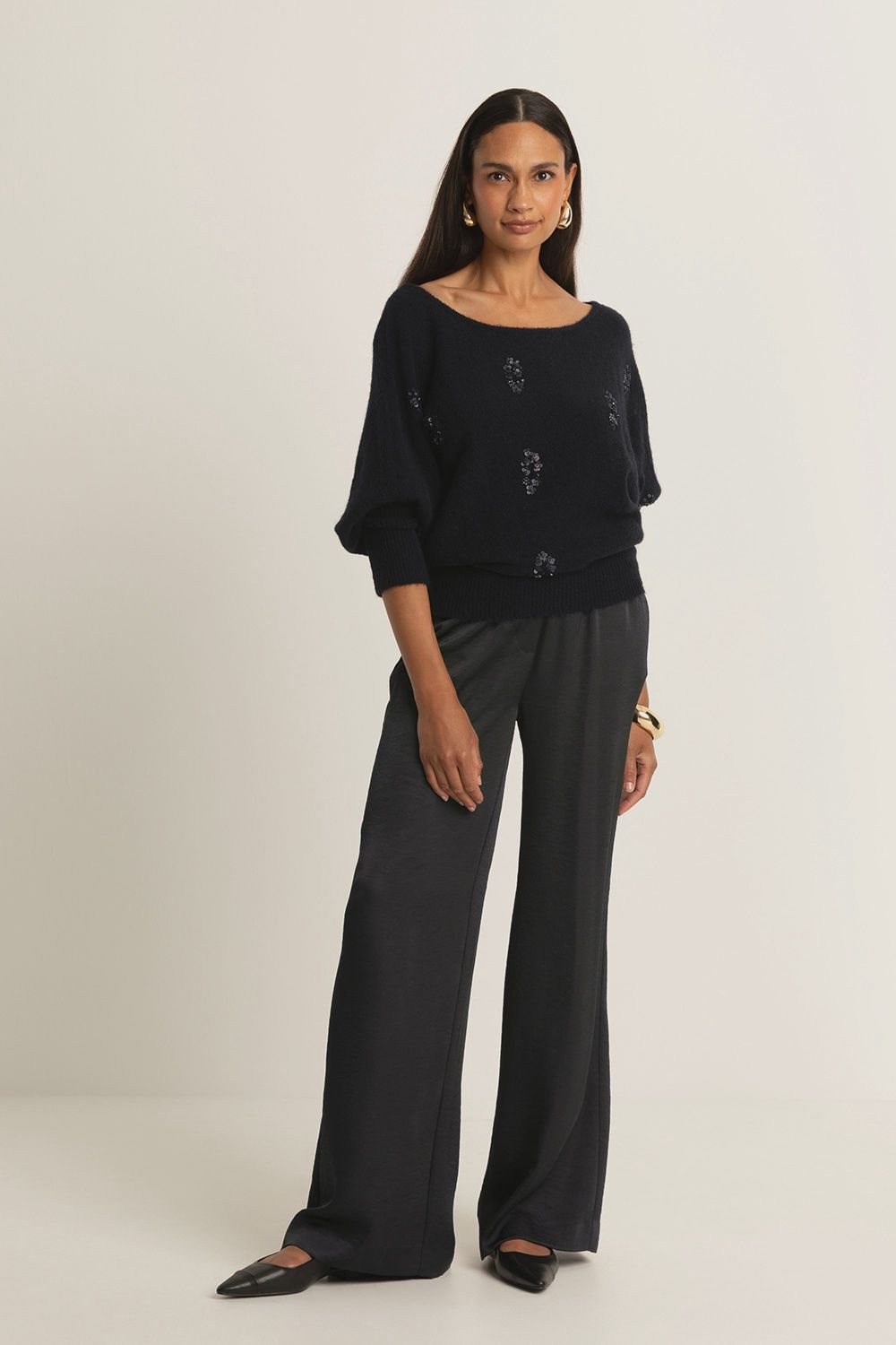 Expresso pantalon satijn zwart