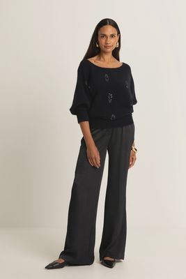 Expresso pantalon satijn zwart