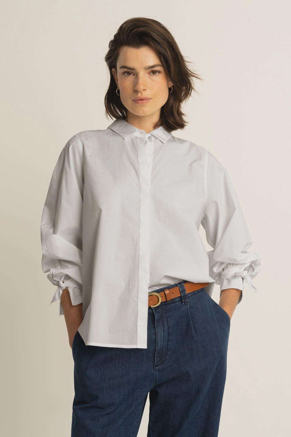 Expresso Blouse poplin longsleeve with bow