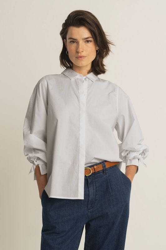 Expresso Blouse poplin longsleeve with bow