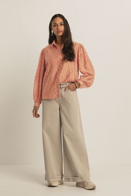 Expresso Blouse woven with pleats dark peach
