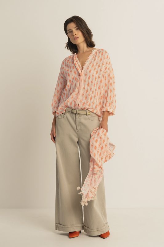 Expresso Blouse woven print dark peach