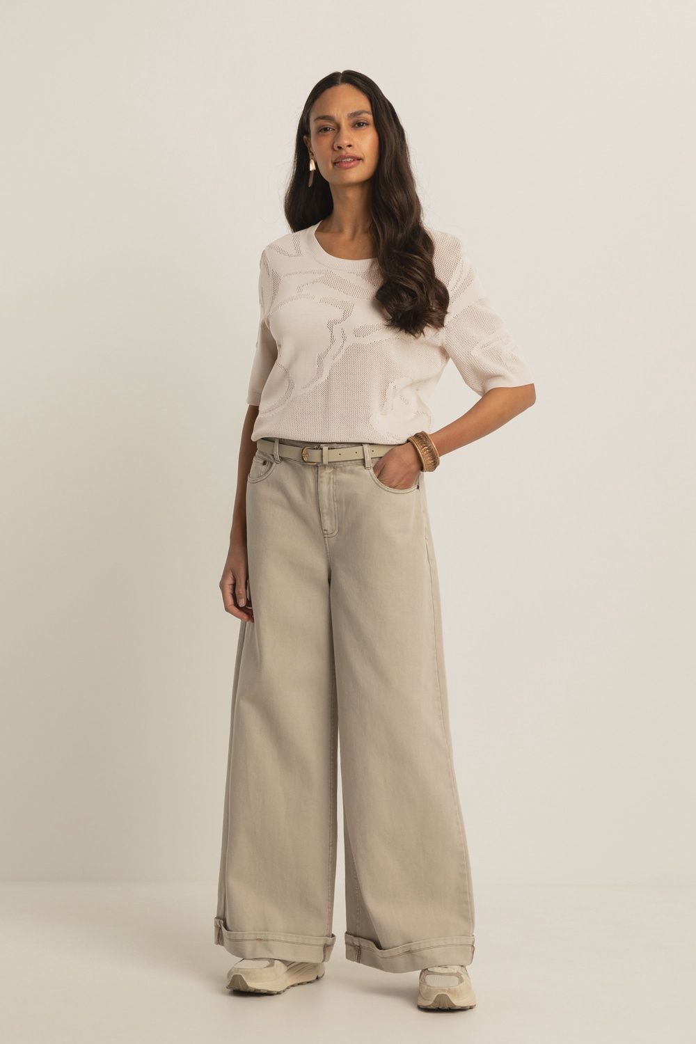 Expresso Jeans casual twill wideleg sand