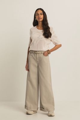 Expresso Jeans casual twill wideleg sand