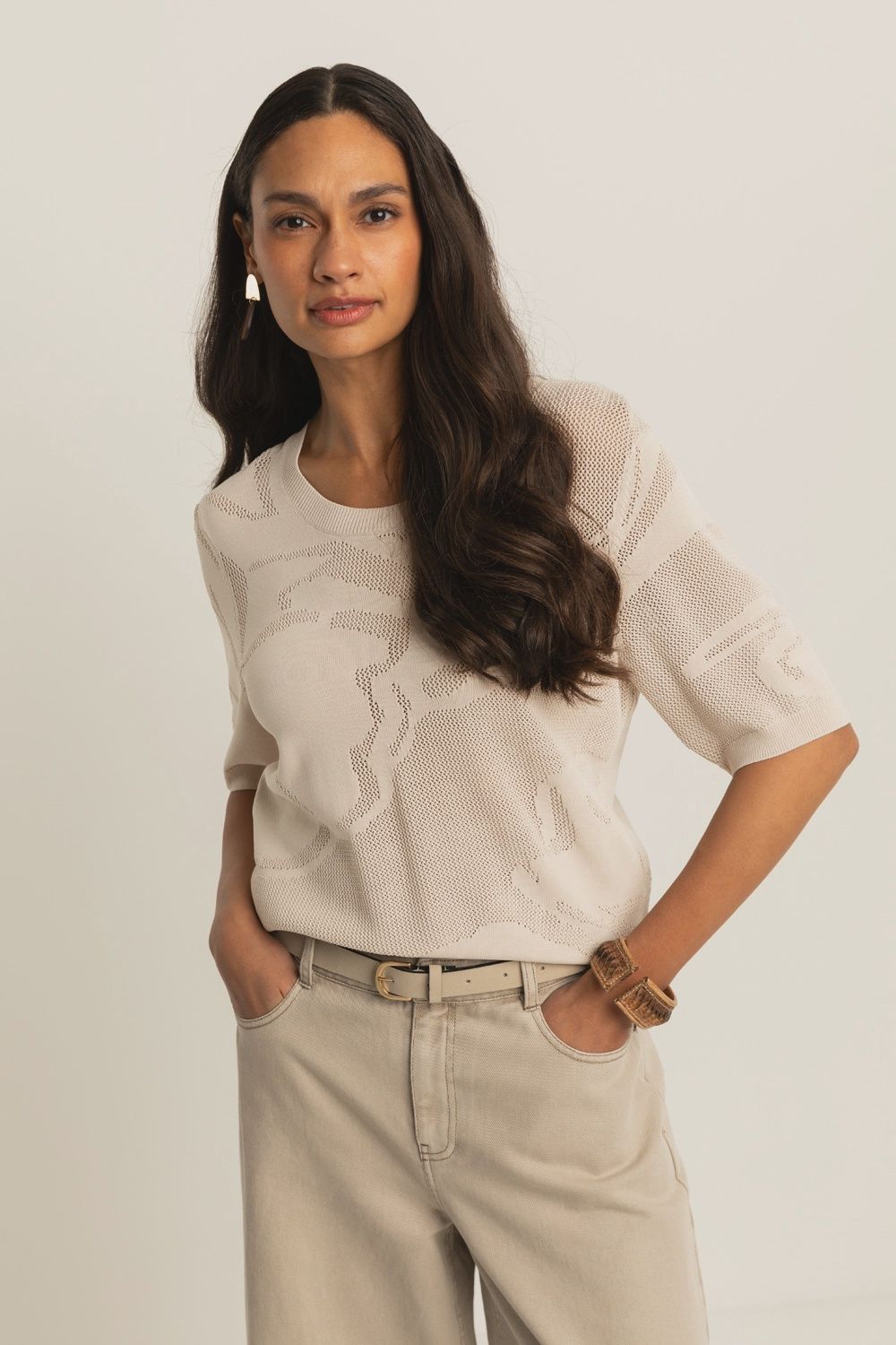 Expresso Trui met ingeweven dessin