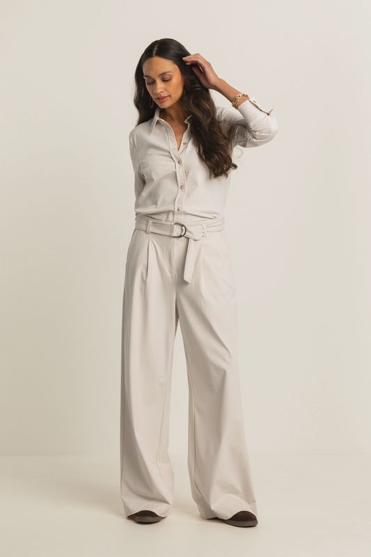 Expresso Pants travel wide with belt cream