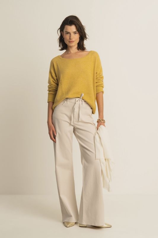 Expresso Jeans Paris mid rise wide ecru