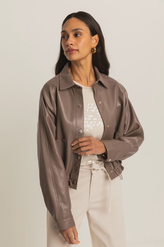 Expresso Jacket pu short - midden bruin