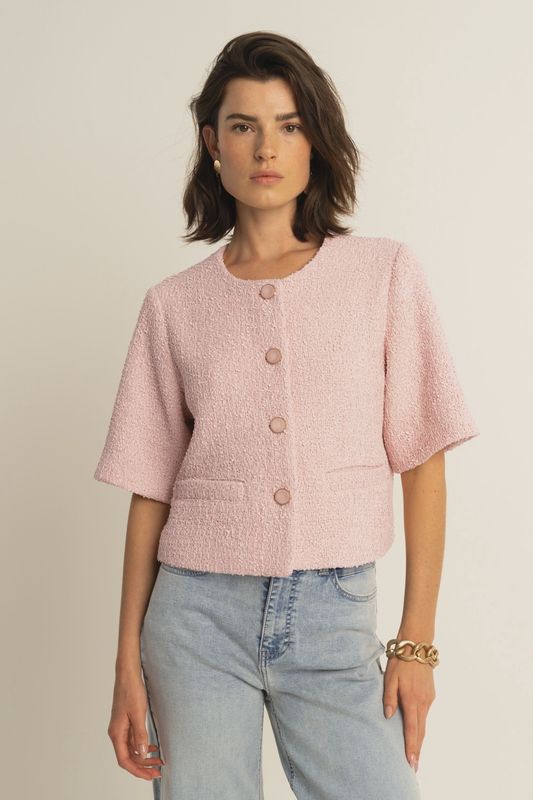 Expresso Bouclé jasje roze