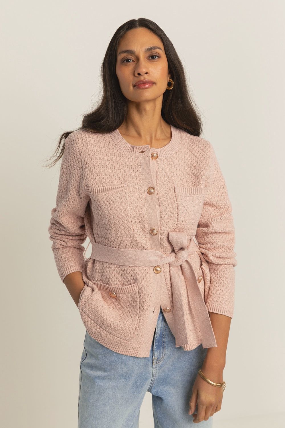 Expresso Vest met opgestikte zakken roze