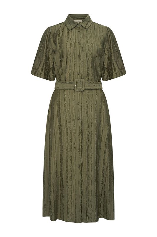 Expresso Jurk met pofmouwen olive