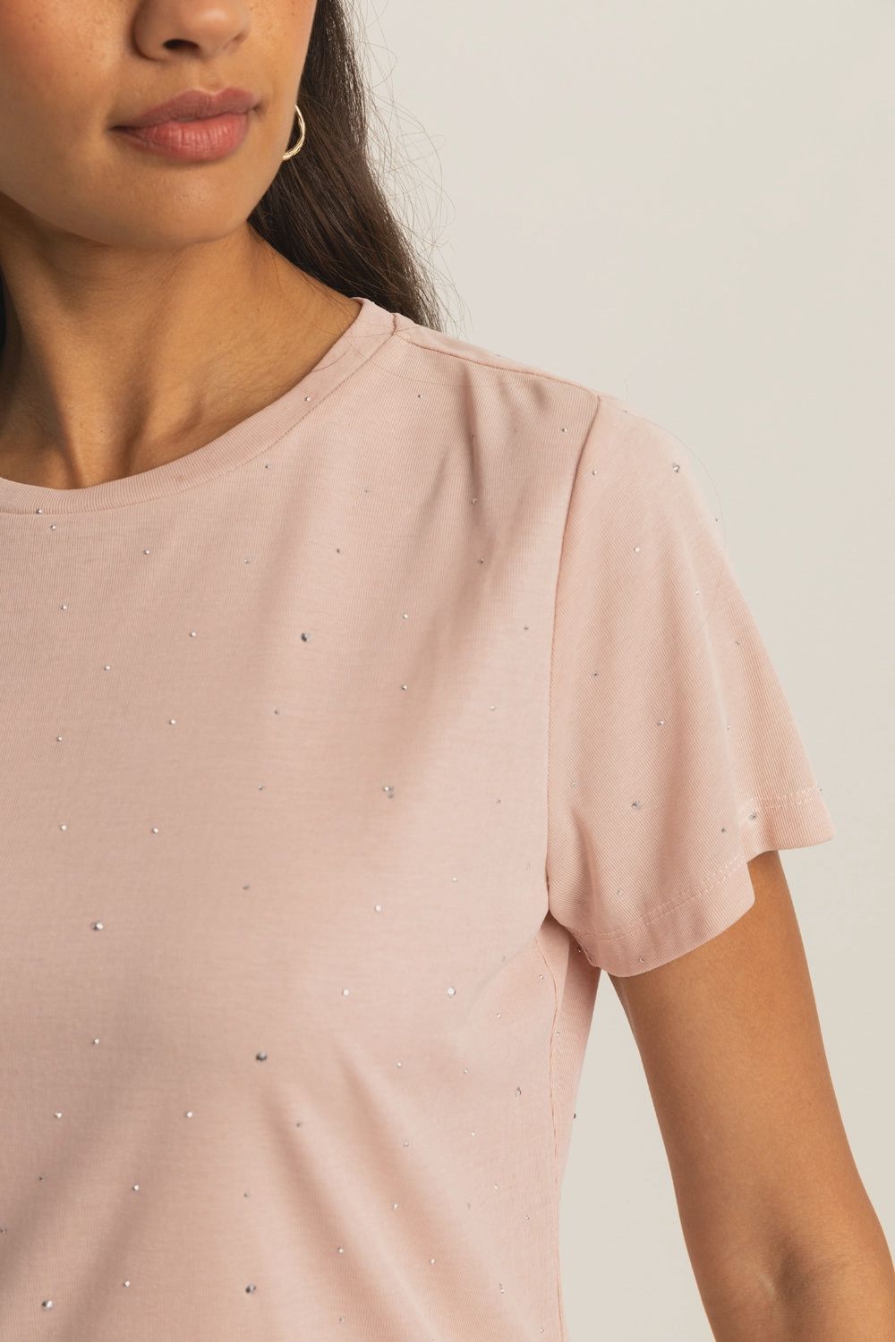 Expresso T-shirt met strassdetail roze