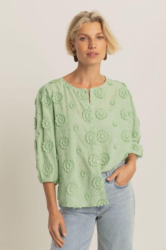 Expresso blouse broderie pistache