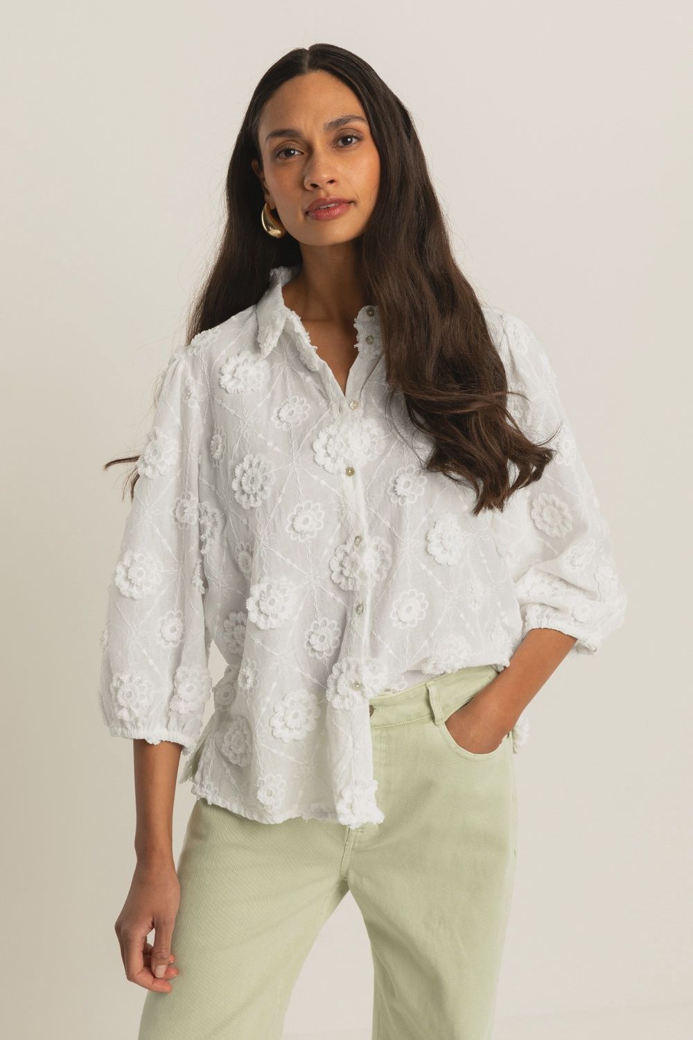 Expresso Blouse broderie wit