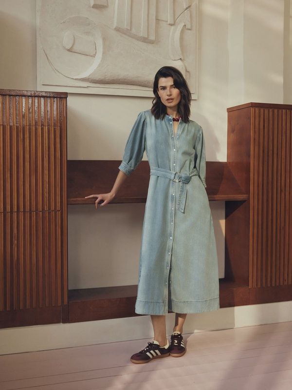 Expresso denim jurk met pofmouw