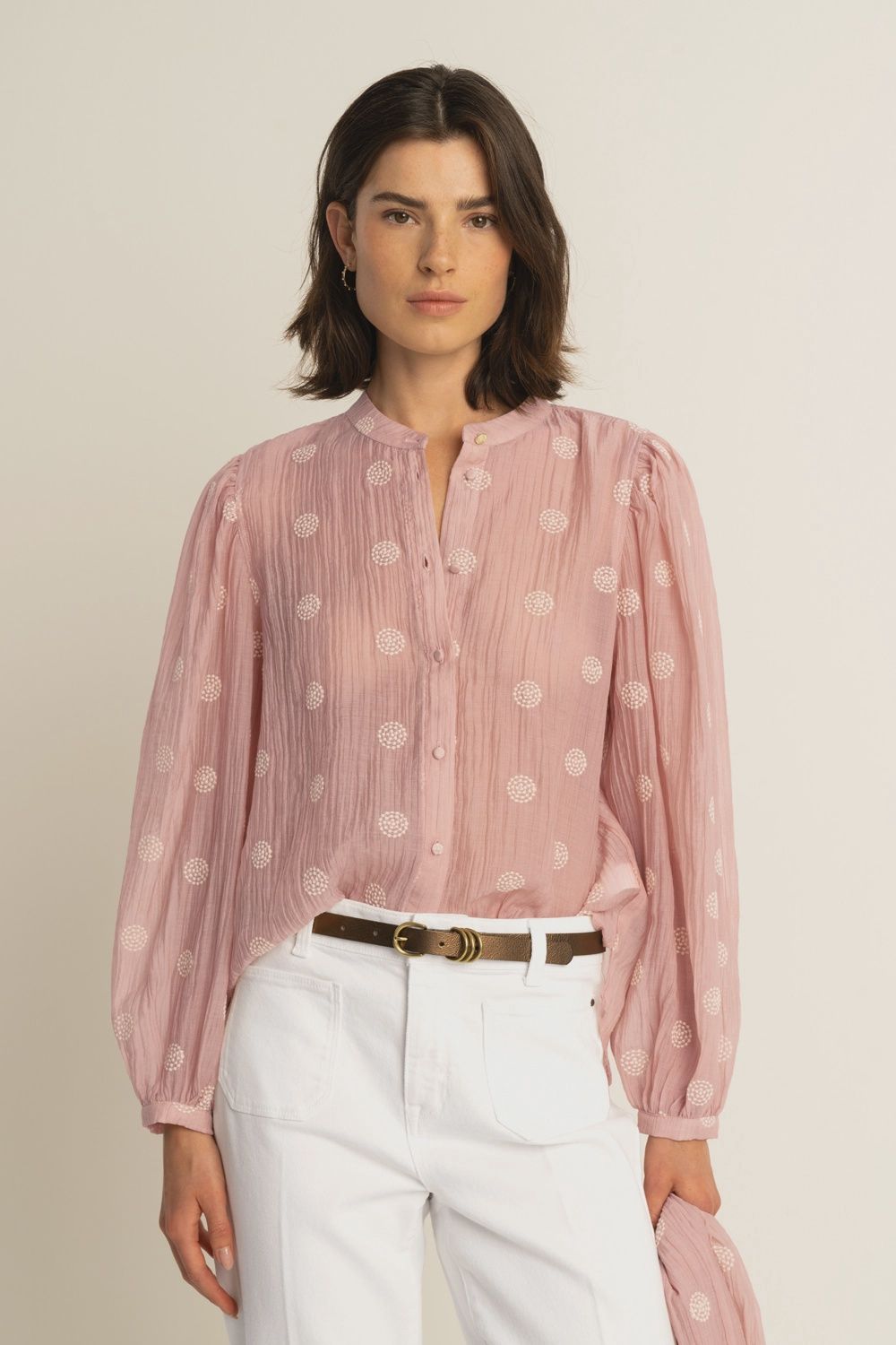 Expresso Blouse met geborduurde details roze