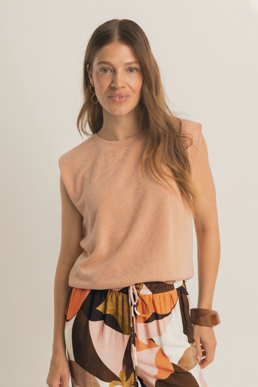 Expresso Mouwloze top peach bloom