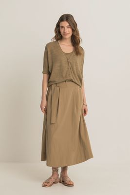 Expresso Midi-rok met ceintuur lead grey