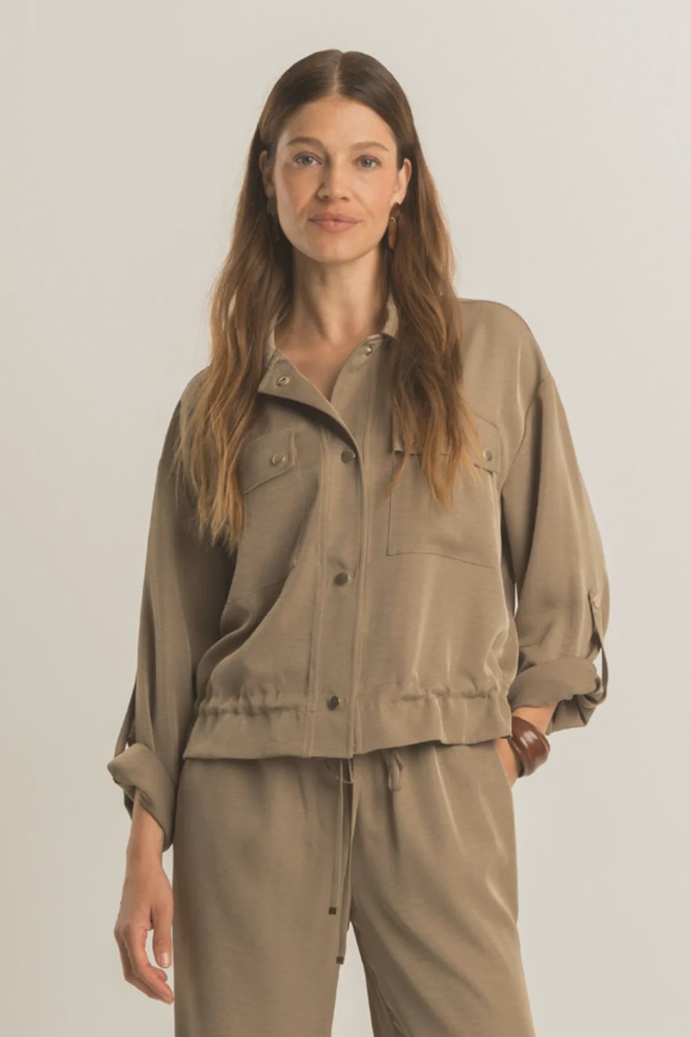 Expresso Soepelvallend blouse jasje lead grey