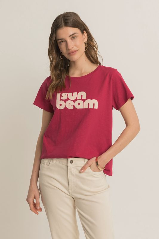 Expresso Tee Sunbeam print deep claret