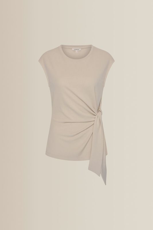 Expresso Top jersey knot detail antique white