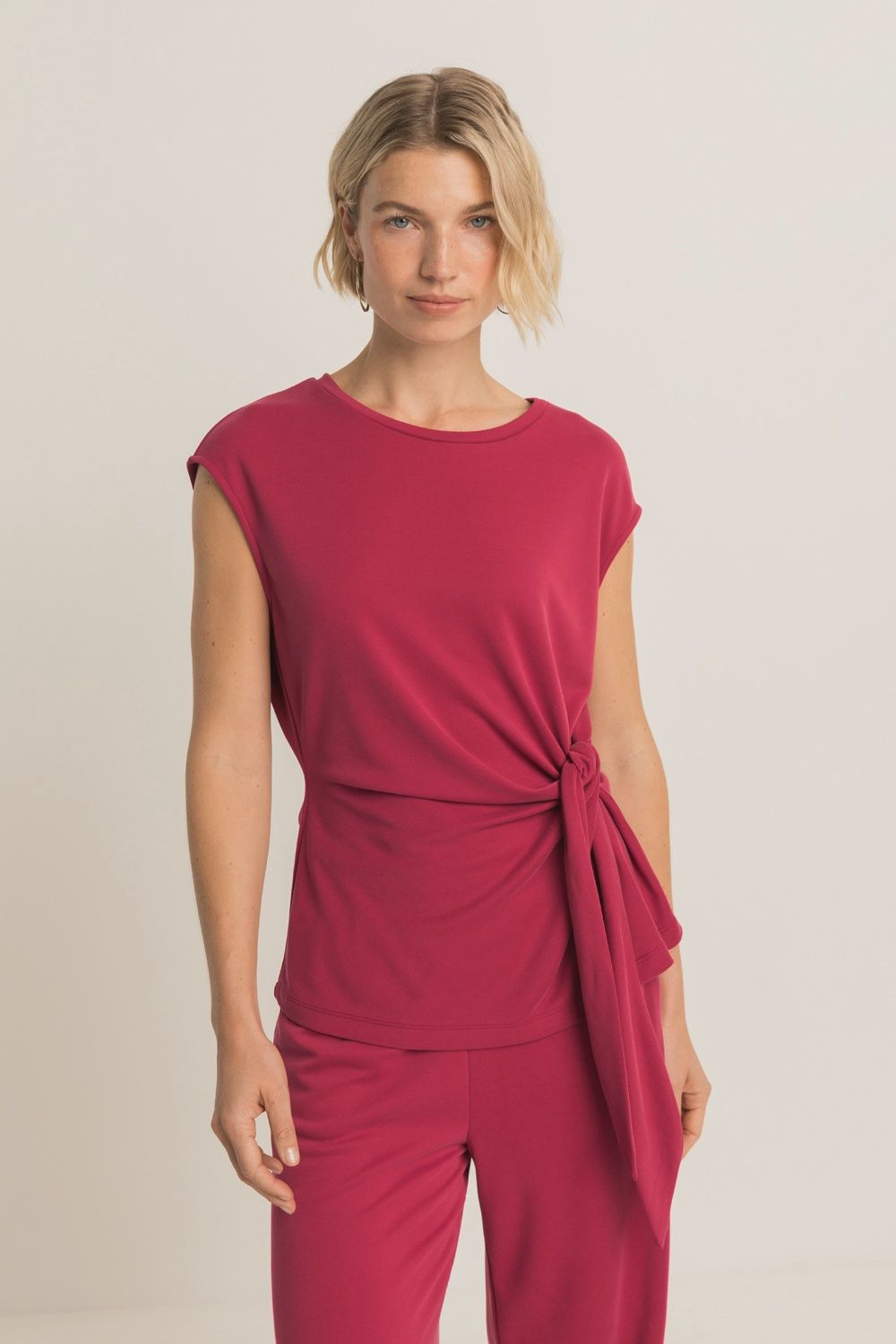 Expresso Top jersey knot detail deep claret