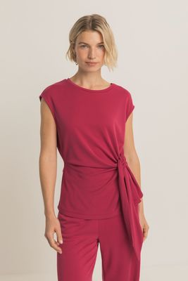 Expresso Top jersey knot detail deep claret