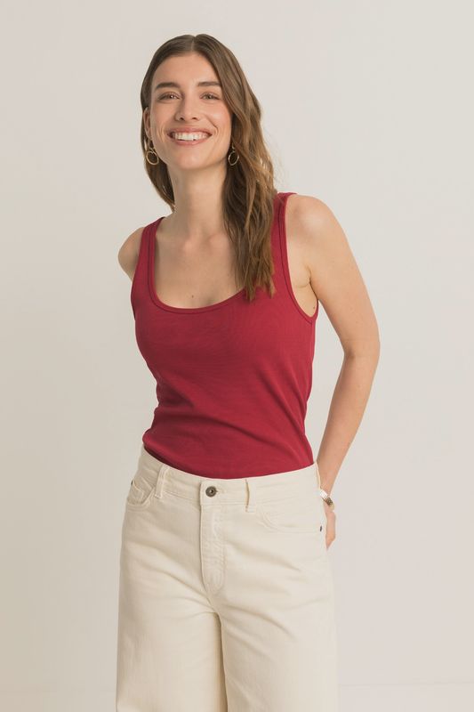 Expresso Singlet jersey flatlock deep claret