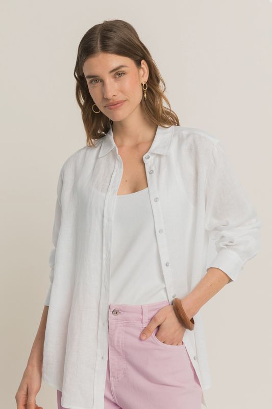 Expresso Blouse linnen mouwdetail wit