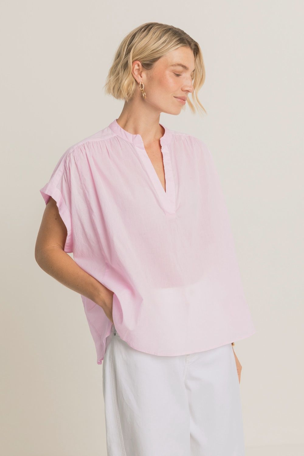 Expresso Blouse woven wide pink lady