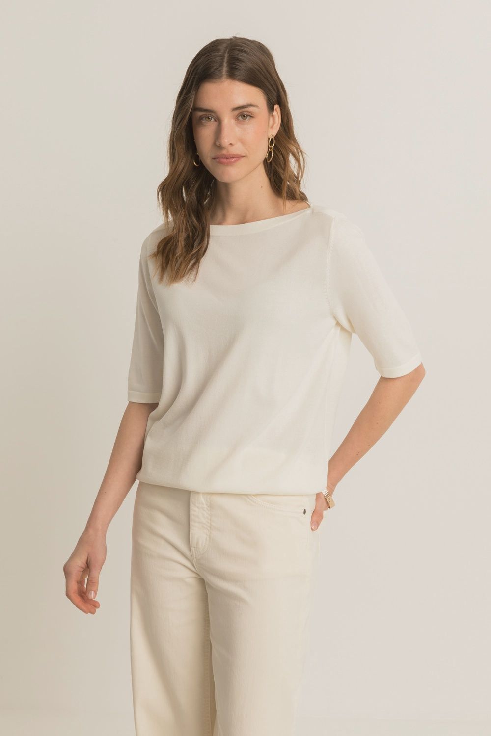 Expresso trui met boothals antique white