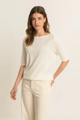 Expresso trui met boothals antique white Expresso trui met boothals antique white