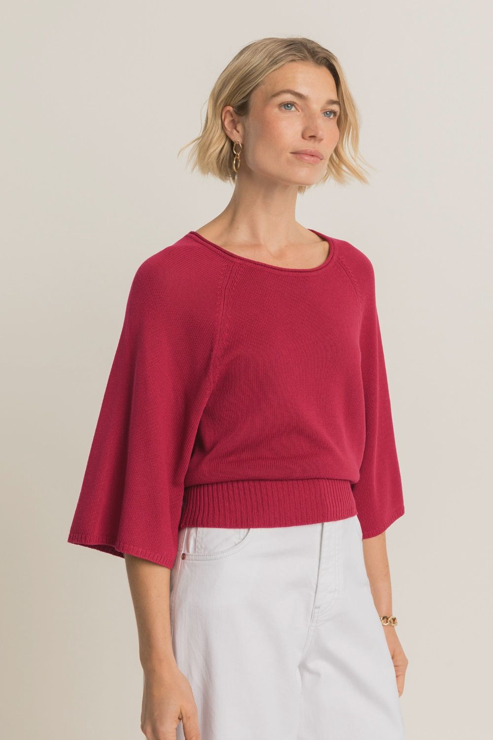 Expresso trui fijngebreid linnen deep claret