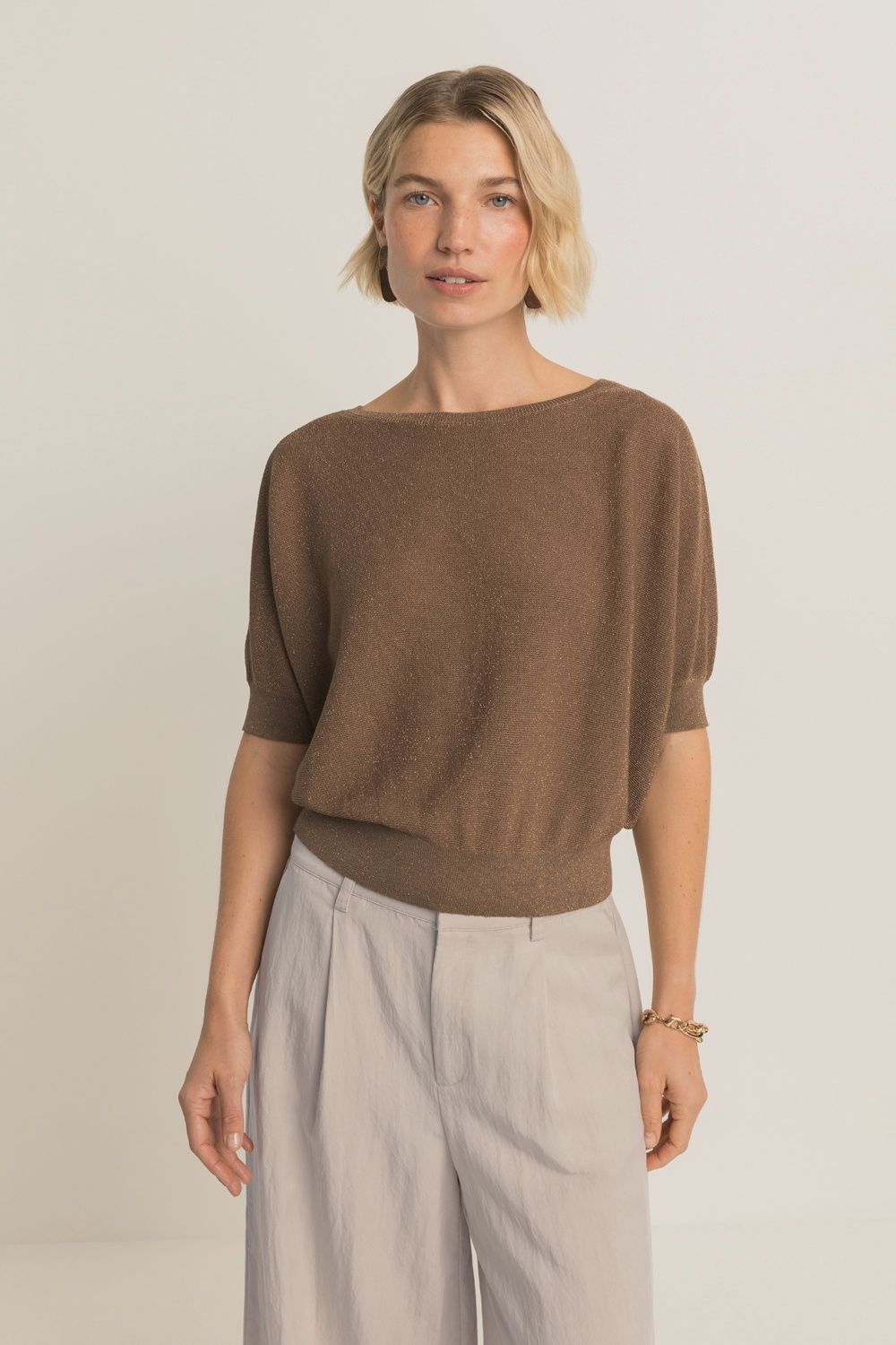 Expresso Trui met glitter lead grey