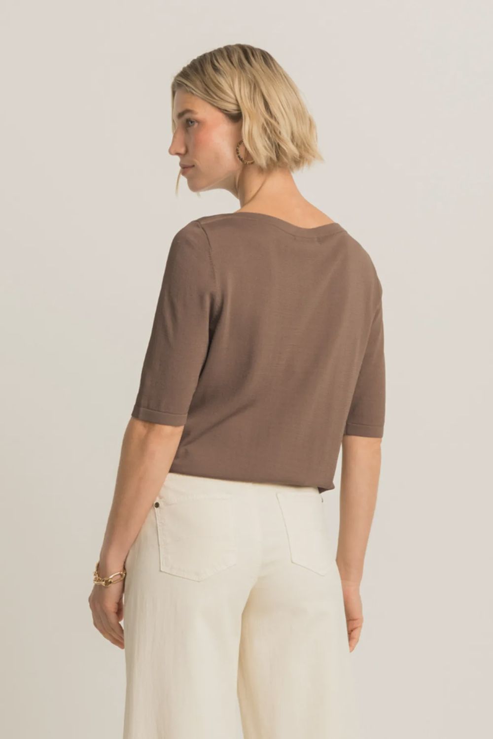 Expresso Trui met boothals dark lead grey