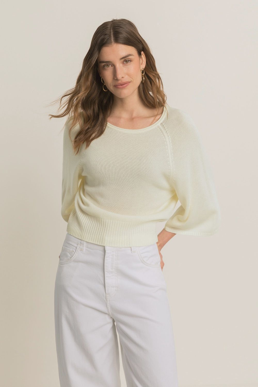 Expresso Trui fijngebreid linnen antique white