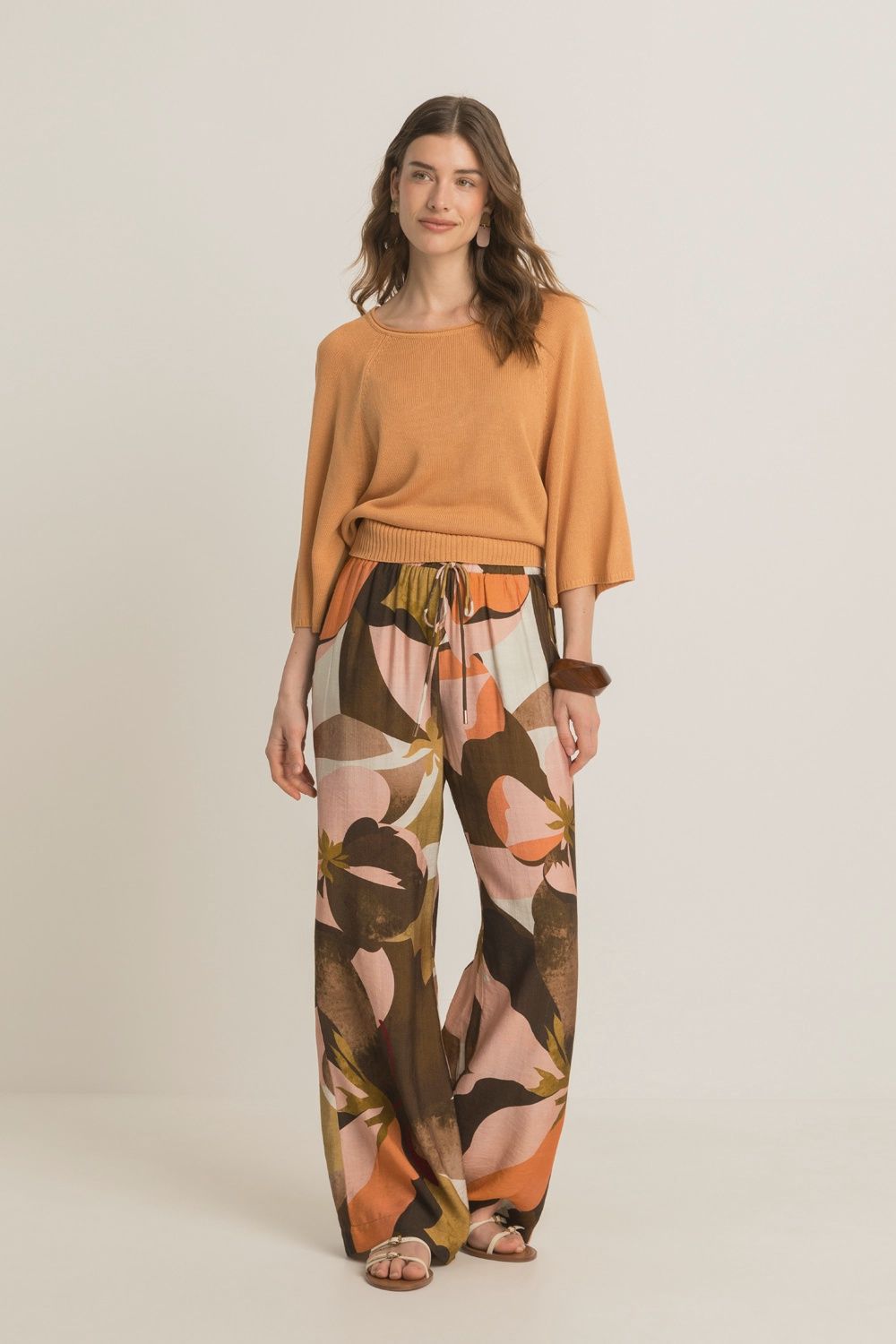 Expresso Broek wijd met print lead grey