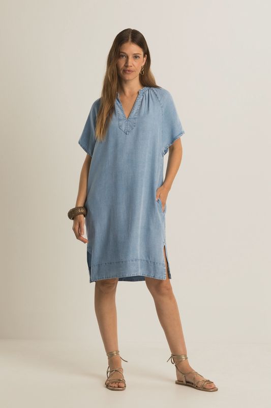 Expresso Jurk denim met v-hals