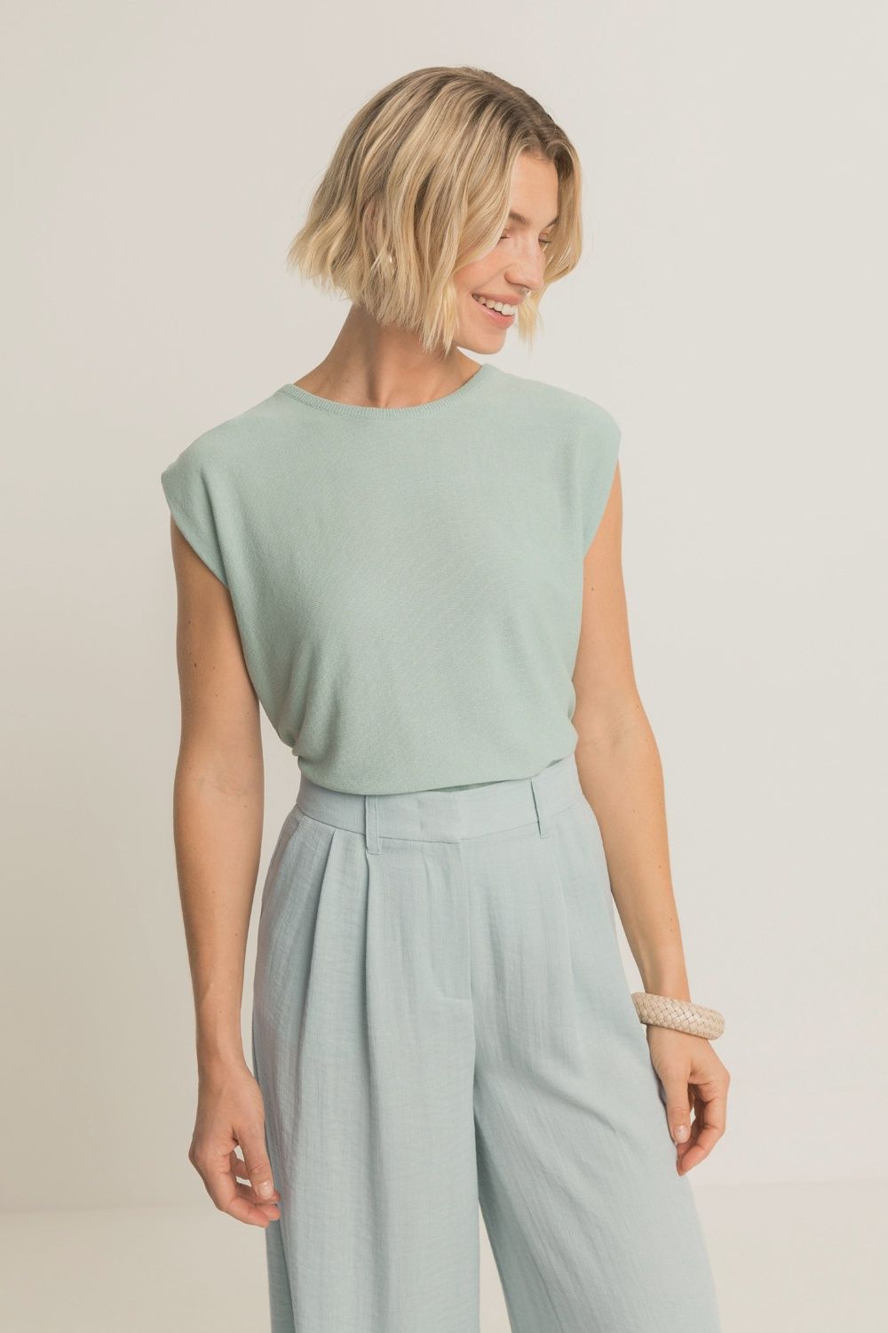 Expresso Gebreide spencer met ruchedetails aqua